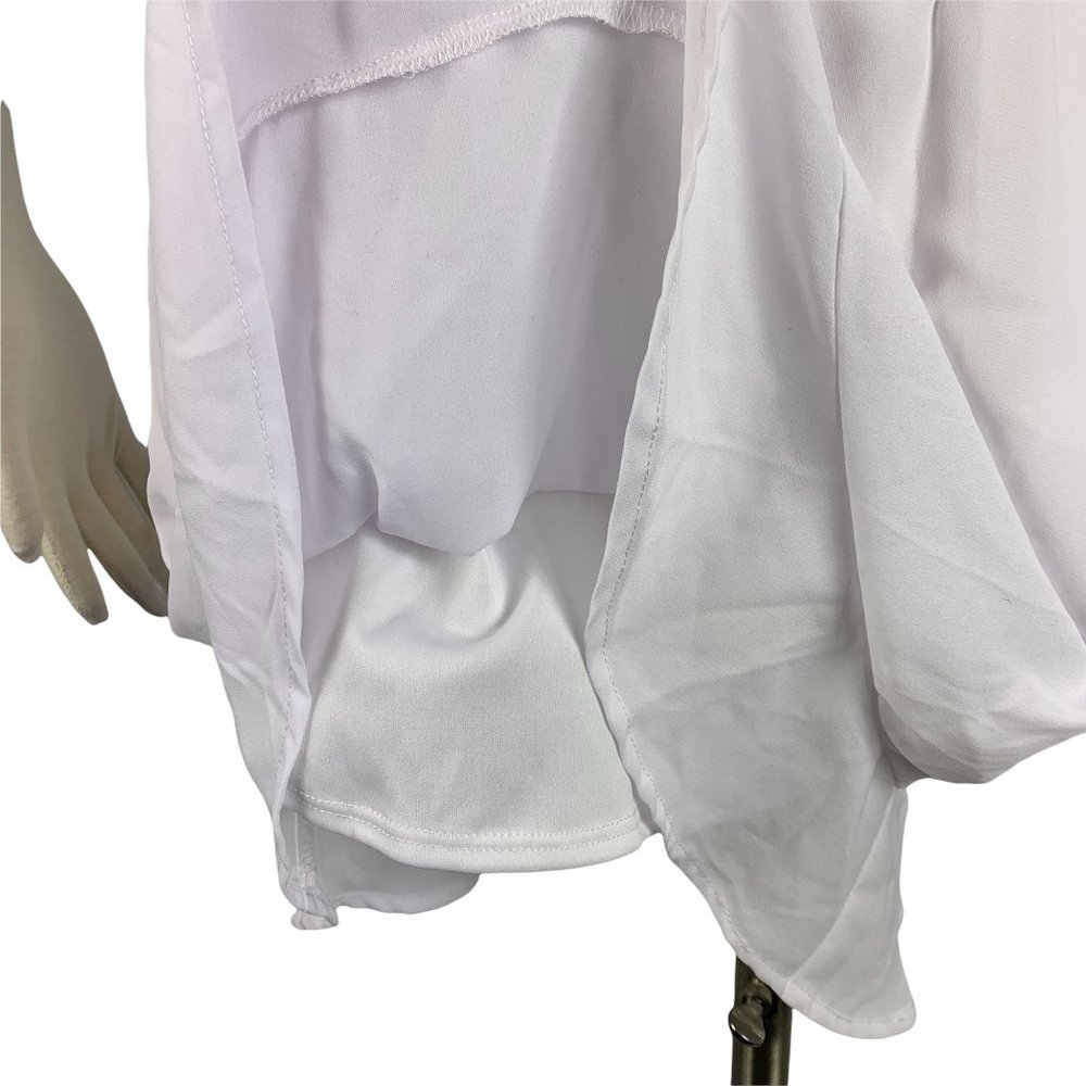 Peach Love NWT Large Dress White Bell Long Sleeves Lined Modest Knee Length - Picture 8 of 8